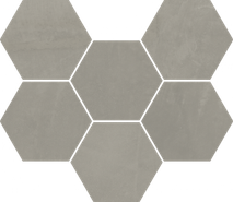 Мозаика Континуум Айрон Гексагон керамогранит 25х29 см матовая, серый 620110000189
