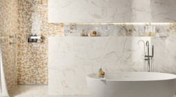 Мозаика Roma Gold Calacatta Delicato Leaves Mosaico-25,9x30,9 керамика глянцевая, бежевый, белый 36975