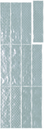 Настенная плитка Music Azul Decor 7.5x30 глянцевая, рельефная (структурированная) керамическая