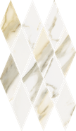 Мозаика Stellaris Calacatta Gold Mosaico Diamond керамогранит 28х48 см Italon полированная, бежевый, белый 620110000203
