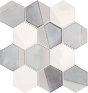 Мозаика Supergres Mosaico Esagona Dek Grey 29.8х34.5 керамогранит матовая, белый, серый MEKG