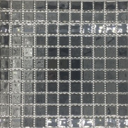 Мозаика из стекла PIX014, чип 25x25 мм, сетка 300х300х4 мм глянцевая, черный