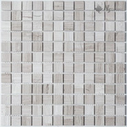 Мозаика KP-751 мрамор 29.8х29.8 см полированная чип 23х23 мм, белый, серый