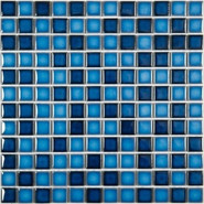 Мозаика PW2323-04 керамика 30х30 см глянцевая чип 23х23 мм, голубой, синий