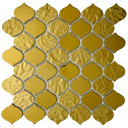 Мозаика Marble Mosaic Arabesco Gold стекло 27.5х28 см глянцевая чип 52x52 мм, золотой-oro-gold