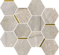 Мозаика Stellaris Elegant Silver Mosaico Chic керамогранит 28.3х32.8 см Italon матовая, золотой-oro-gold, серый 620110000224