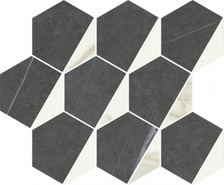 Мозаика Метрополис Гексагон Колд керамогранит 25.4х31 см матовая, белый, черный 620110000159