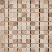 Мозаика из мрамора Emperador Light, Crema Nova PIX276, чип 23x23 мм, сетка 305х305x6 мм матовая, бежевый, коричневый