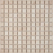 Мозаика из мрамора Cream Marfil PIX235, чип 23x23 мм, сетка 305х305x6 мм матовая, бежевый