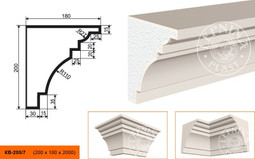 Лепнинапласт Карниз КВ-200/7 (КС-123) фасадный полистирол 2000х200х180 мм с покрытием эластичной шпатлёвкой PS-TechnoPlaster