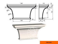 Лепнинапласт Пилястра ПЛВ-200/1 (капитель) фасадная полистирол 345х170х112 мм