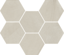 Мозаика Континуум Пьюр Гексагон керамогранит 25х29 см матовая, серый 620110000187