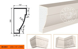 Лепнинапласт Карниз КВ-290/1 фасадный полистирол 2000х290х147 мм с покрытием эластичной шпатлёвкой PS-TechnoPlaster
