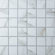Мозаика Calacatta Gold-48 керамогранит 30.6х30.6 см матовая чип 48х48 мм, белый, золото