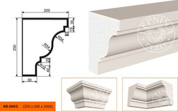 Лепнинапласт Карниз КВ-250/3 фасадный полистирол 2000х250х200 мм с покрытием эластичной шпатлёвкой PS-TechnoPlaster