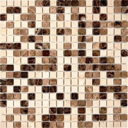 Мозаика из мрамора Emperador Dark, Light, Crema Nova PIX268, чип 15x15 мм, сетка 305х305x4 мм глянцевая, бежевый, коричневый