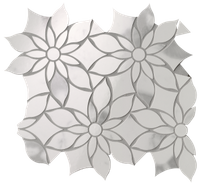 Мозаика Roma Gold Carrara Superiore Daisy Mosaico 29x31,9 керамика глянцевая, белый, серый 36985