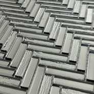 Мозаика Marble Mosaic Chevron Silver стекло 30х30 см глянцевая чип 10x40 мм, серебро-silver