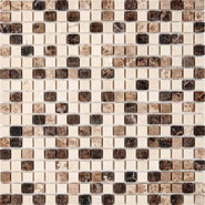 Мозаика из мрамора Emperador Dark, Light, Crema Nova PIX271, чип 15x15 мм, сетка 305х305x4 мм матовая, бежевый, коричневый