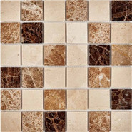 Мозаика из мрамора Emperador Dark, Light, Crema Nova PIX270, чип 48x48 мм, сетка 305х305x6 мм  глянцевая, бежевый, коричневый
