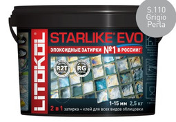 Затирка для плитки эпоксидная Litokol двухкомпонентный состав Starlike Evo S.110 Grigio Perla 2.5 кг 485140003