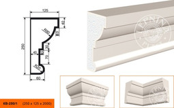 Лепнинапласт Карниз КВ-250/1 фасадный полистирол 2000х250х125 мм с покрытием эластичной шпатлёвкой PS-TechnoPlaster