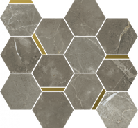Мозаика Stellaris Tuscania Grey Mosaico Chic керамогранит 28.3х32.8 см Italon матовая, золотой-oro-gold, серый 620110000225