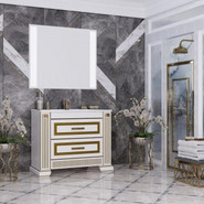 Комплект Opadiris Оникс 100 белый глянцевый с золотой патиной (тумба+раковина+зеркало с подсветкой)