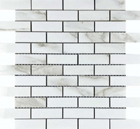 Мозаика Satuario Eva brick bone мм керамогранит 32.1x29.9 см полированная чип 23x70 мм, серый, белый