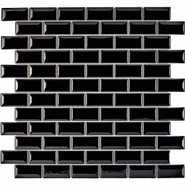 Мозаика из керамогранита PIX601, чип 23х48 мм, сетка 300х300х7 мм глянцевая, черный