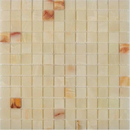 Мозаика из оникса White Onyx PIX203, чип 23x23 мм, сетка 305х305x6 мм глянцевая, коричневый, кремовый