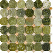 Мозаика из оникса и мрамора Dondong, Honey Onyx PIX211, чип 48x48 мм, сетка 305х305x8 мм глянцевая, желтый, зеленый