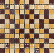 Мозаика из стекла PIX009, чип 25x25 мм, сетка 300х300х4 мм глянцевая, бежевый, желтый, коричневый