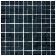 Мозаика Marble Mosaic Nero Marquina Pol камень 30х30 см полированная чип 23х23 мм, черный