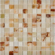 Мозаика из оникса Jade Verde PIX204, чип 23x23 мм, сетка 305х305x6 мм глянцевая, зеленый, коричневый, кремовый