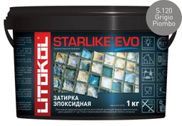 Затирка для плитки эпоксидная Litokol двухкомпонентный состав Starlike Evo S.120 Grigio Piombo 1 кг 485160002