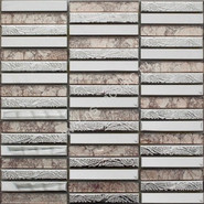 Мозаика MS-621 стекло+металл 28.8х29.8 см матовая чип 15х98 мм, розовый, серый