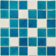 Мозаика PW4848-26 керамика 30.6х30.6 см глянцевая чип 48х48 мм, белый, голубой, синий