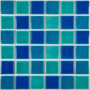 Мозаика PW4848-15 керамика 30.6х30.6 см глянцевая чип 48х48 мм, голубой, синий