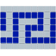 Мозаика Фриз Греческий Aquaviva Cristall Бело-синий W/B 19х24.5 см глянцевая чип 25х25 мм, 016974