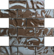 Мозаика S-829 стекло 24.8х29.8 см глянцевая чип 48х98 мм, коричневый