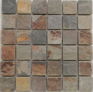 Мозаика из сланца Slate Rusty PIX300, чип 48х48 мм, сетка 305х305 мм природная, коричневый, серый
