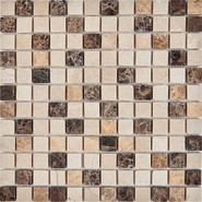 Мозаика из мрамора Emperador Dark, Light, Crema Nova PIX272, чип 23x23 мм, сетка 305х305x6 мм матовая, бежевый, коричневый