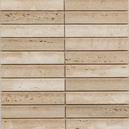 Мозаика Pixmosaic PIX 343 Yellow Travertine, Concave, чип 30х151 мм, сетка 305х318х12 мм, матовая бежевый