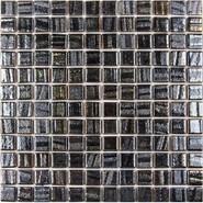 Мозаика Aqua Black Черный (на сетке) стекло 31.7х31.7 см глянцевая чип 25х25 мм, С0004531
