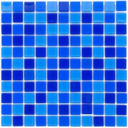 Мозаика стеклянная Aquaviva Сristall Jamaika темная DCM301 30х30 см глянцевая чип 25х25 мм, голубой, синий 017387