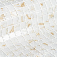 Мозаика Quartz стекло 31.3х49.5 см глянцевая чип 2.5x2.5 мм, бежевый, белый