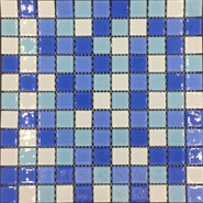 Мозаика из стекла PIX001, чип 25x25 мм, сетка 300х300х4 мм глянцевая, белый, голубой
