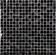 Мозаика No-193 стекло 30.5х30.5 см глянцевая чип 15х15 мм, черный
