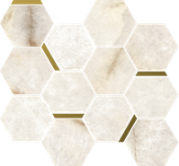 Мозаика Stellaris Crystal Pure Mosaico Chic керамогранит 28.3х32.8 см Italon матовая, бежевый, золотой-oro-gold 620110000223